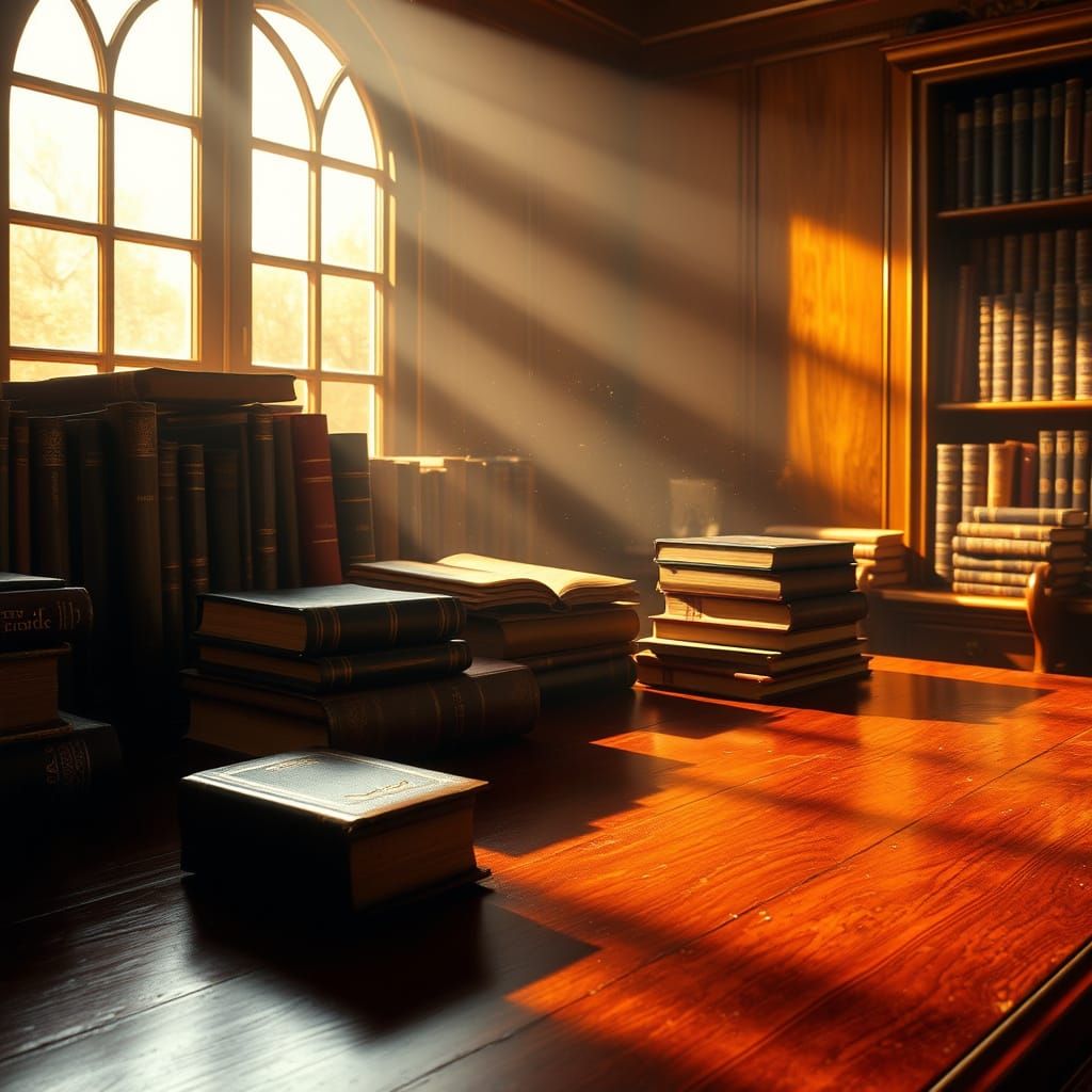 A 19th-Century Scholar's Study in Warm, Golden Light