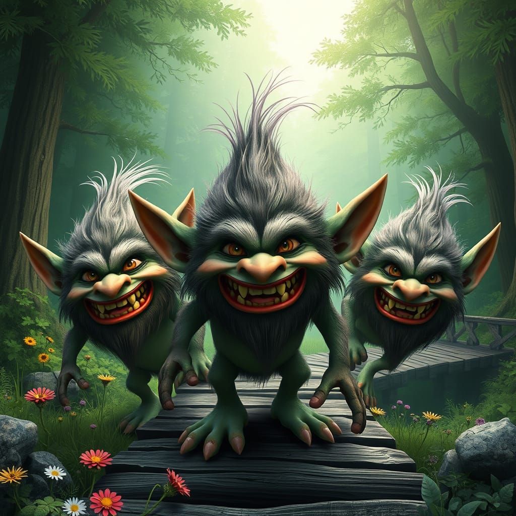 Three Scandinavian Trolls from Maurice Sendak's classic children's book, "Where the Wild Things Are."