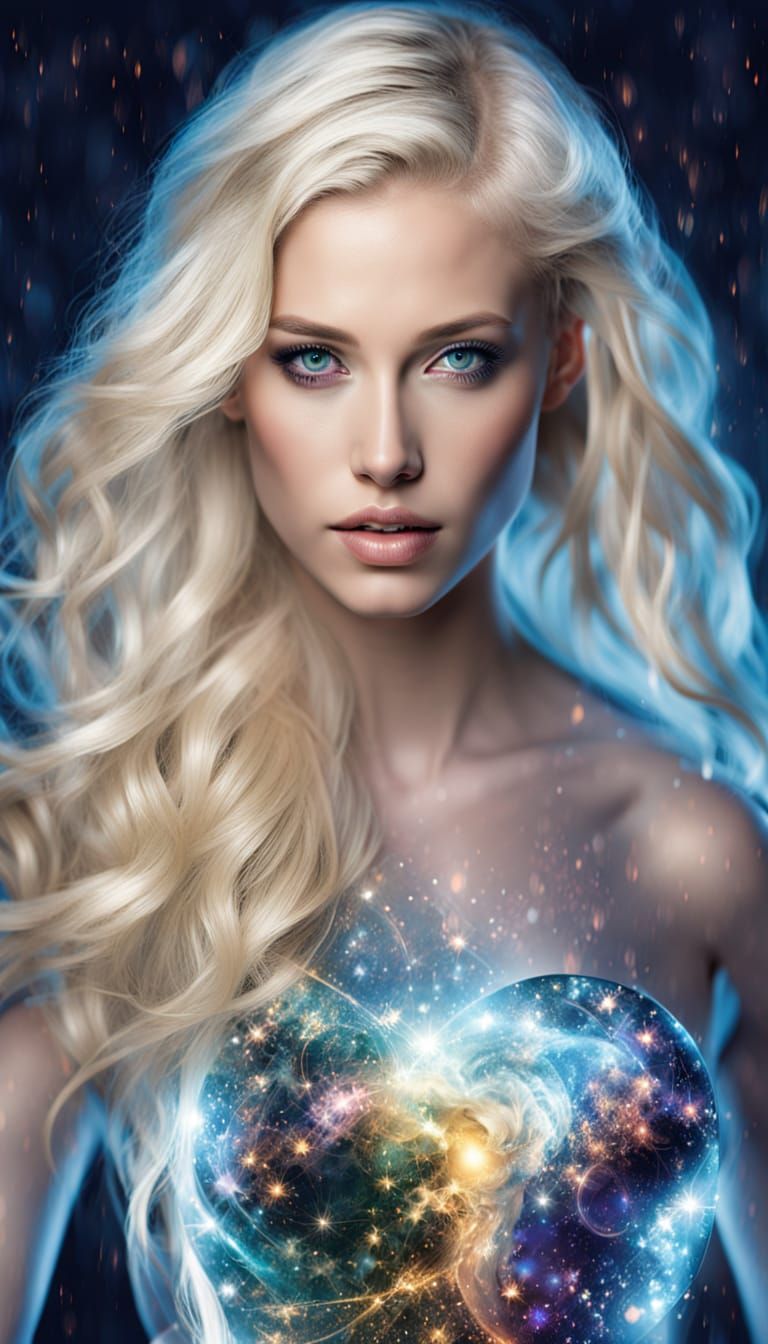 AI Art: Sensual Woman in Moonlight, Holographic 3D