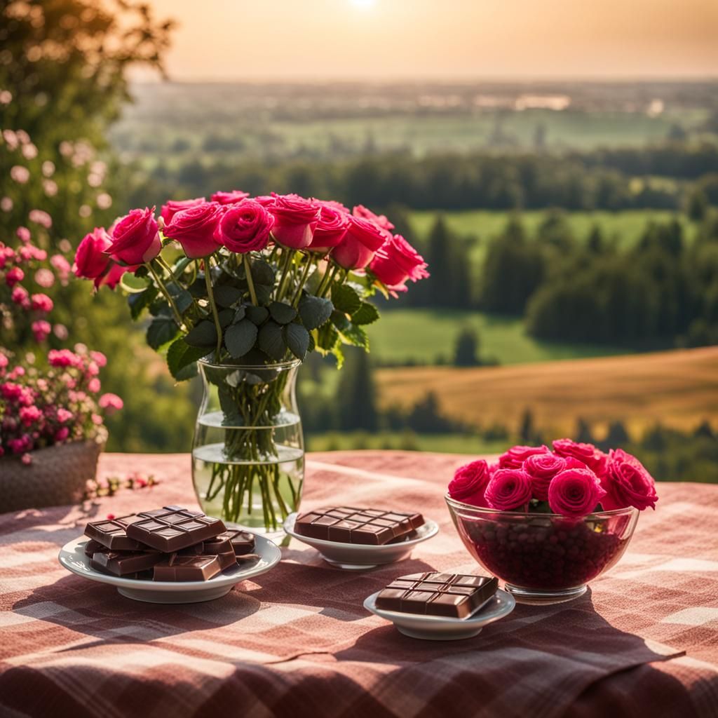 Still Life with Roses and Chocolates: High Definition
