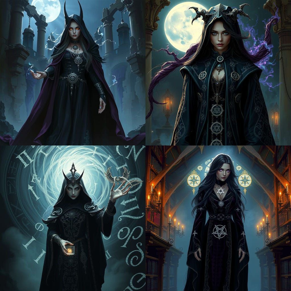 Gothic High Sorceress Casting Dark Magic