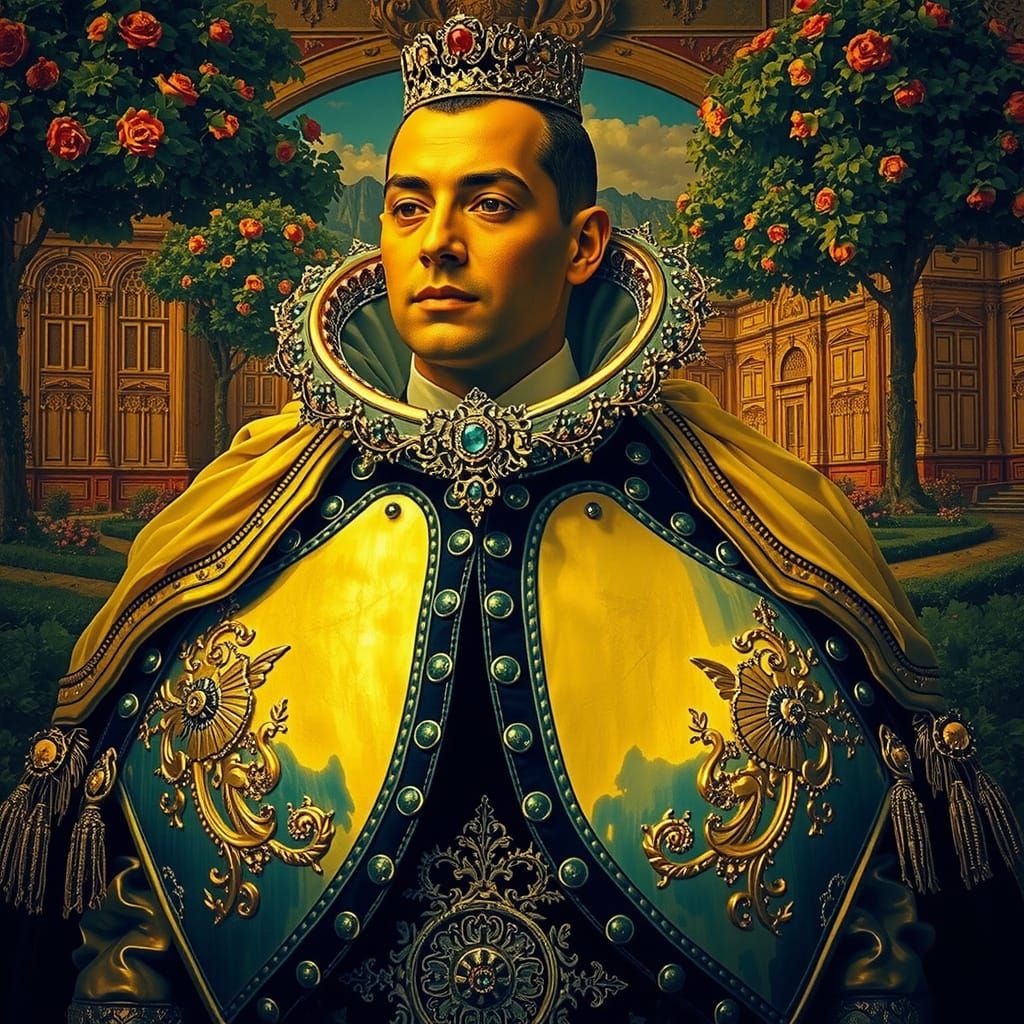 Victorian Figure in Dreamlike French Landscape