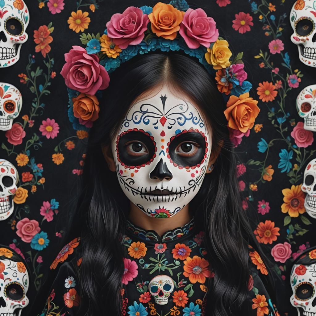Korean Girl as La Catrina in Hyper-Realistic Portrait