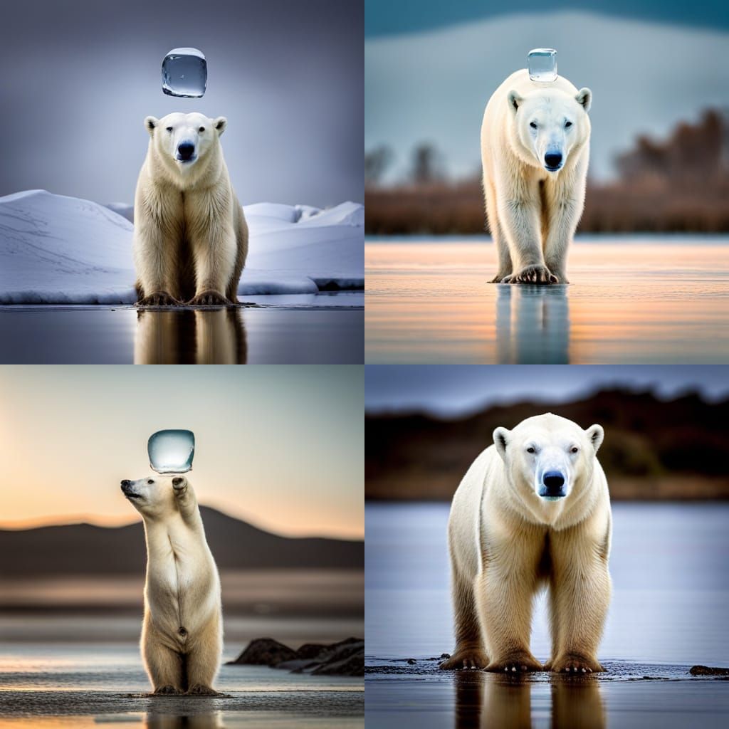 Polar Bear with Melting Ice Cube Crown