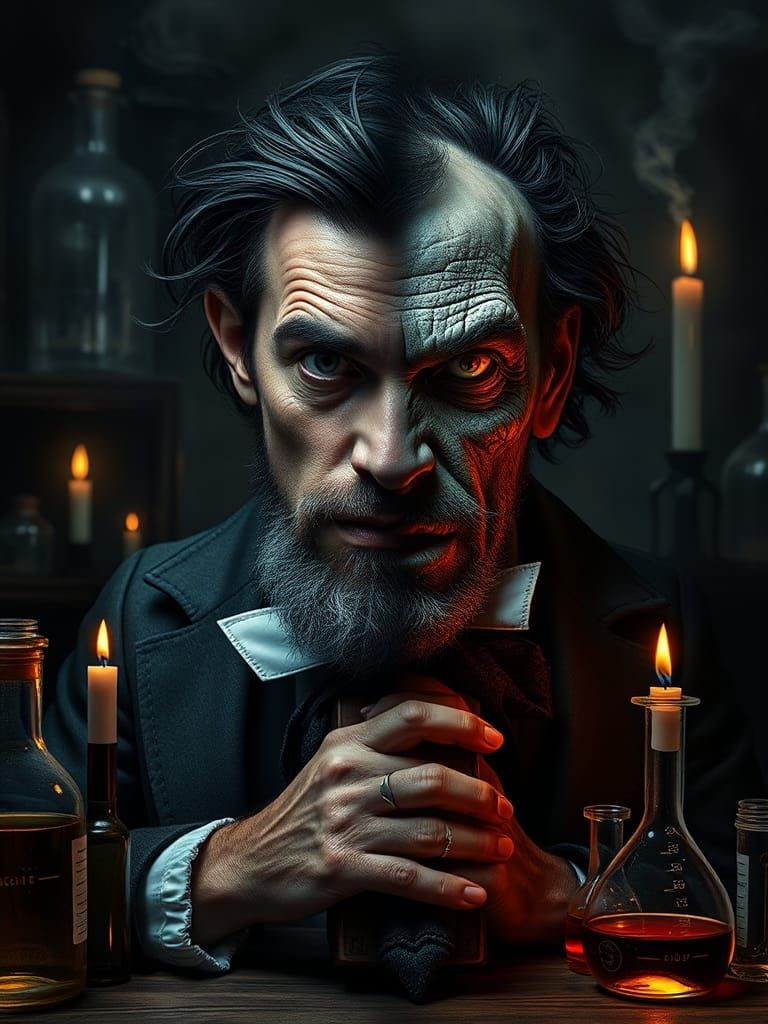 Dr. Jekyll and Mr. Hyde: Split Portrait in Gothic Lab
