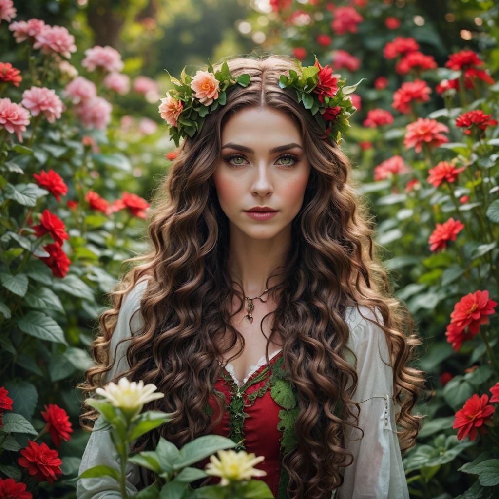 Elven Woman in Flower Garden, Professional Photography