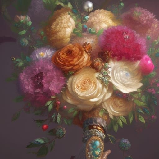 Exotic Fantasy Bouquet in Dark Fantasy Style