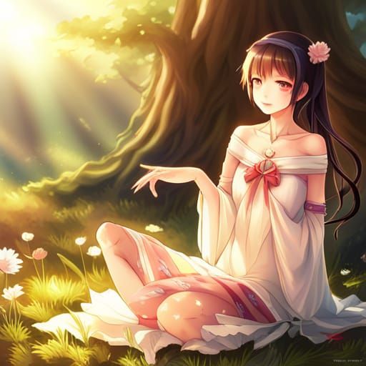 Fairy Princess in Anime Style Fairy Garden