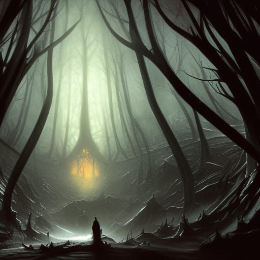 Sinister Fantasy Landscape in Catacombs