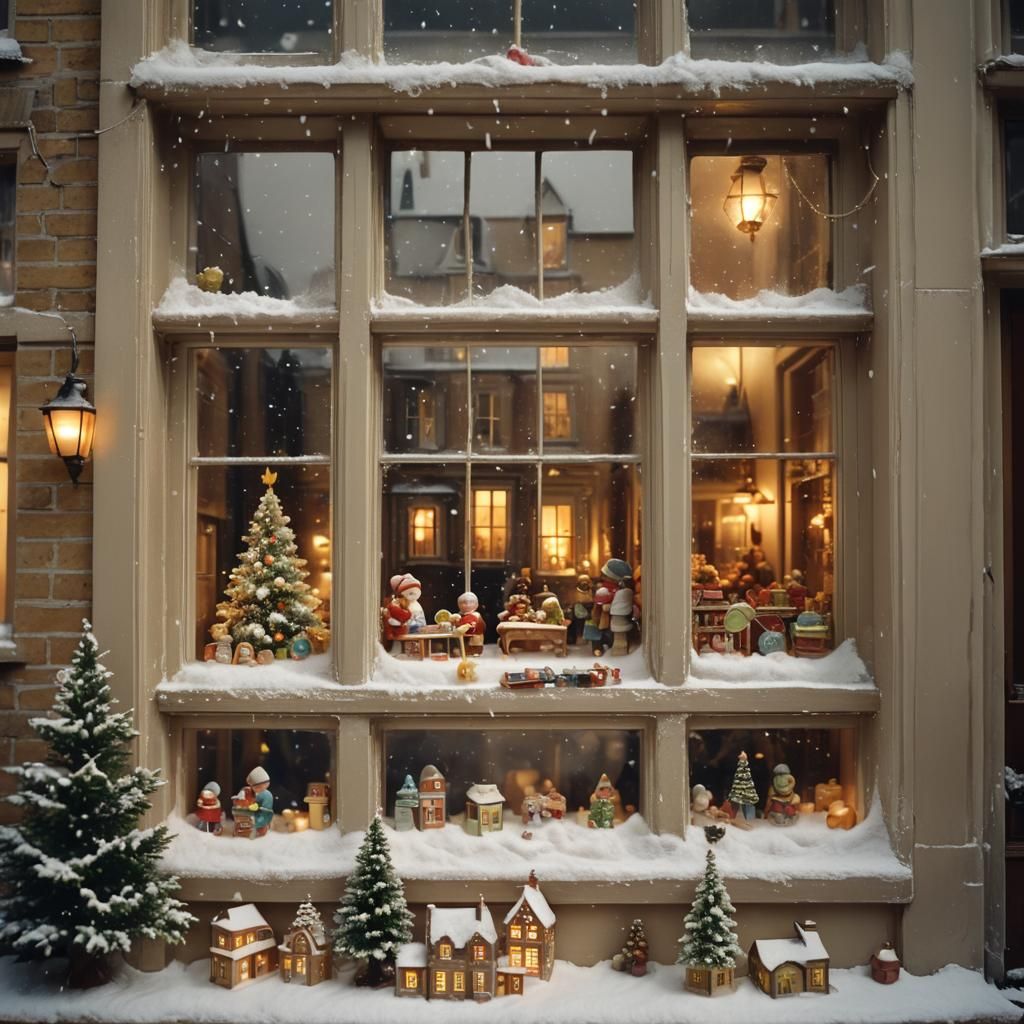 Victorian London Shophouse in Winter with Christmas Toys