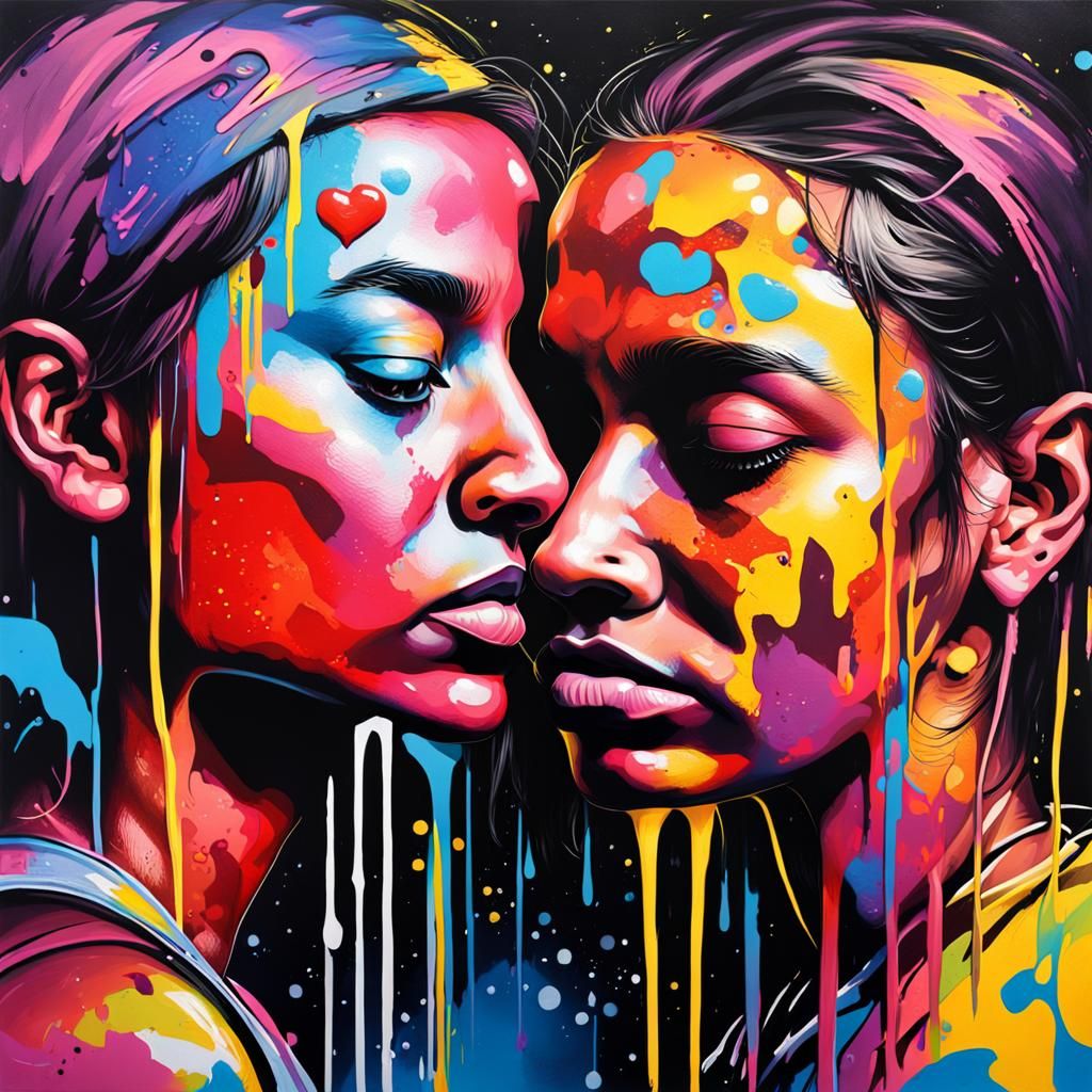 Tender Lesbian Love in Graffiti Street Art
