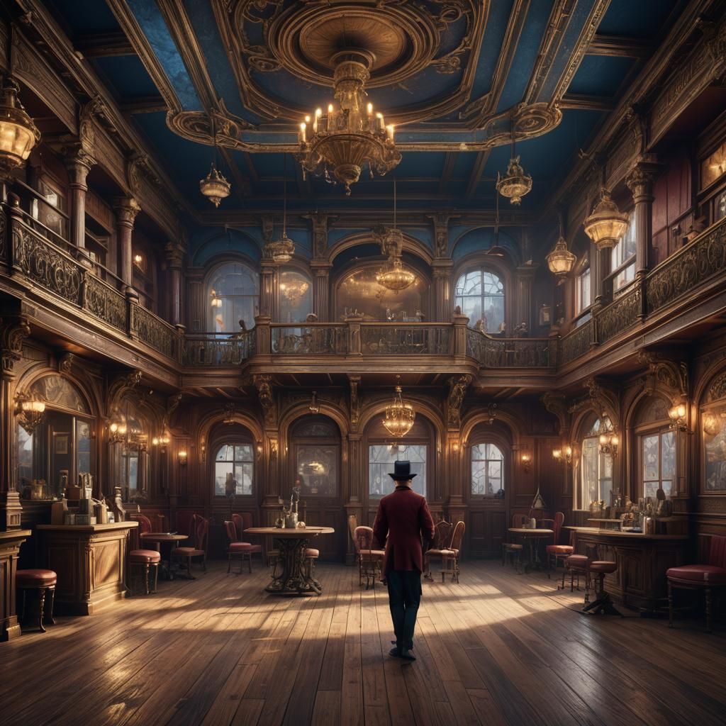 Victorian Dance Saloon: Detailed Matte Painting