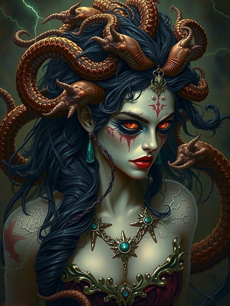 Fearsome Medusa in Gothic Horror Style