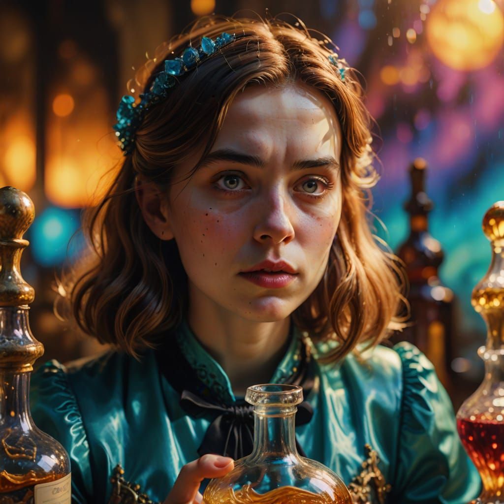 Surreal Close-Up: Alice and the Glowing Bottle