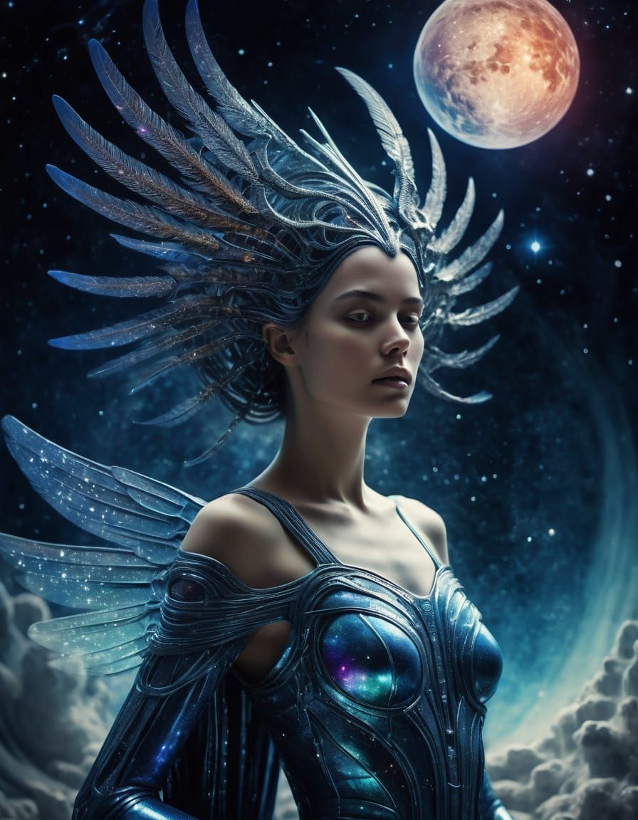 Ethereal Stardust Woman with Celestial Robes