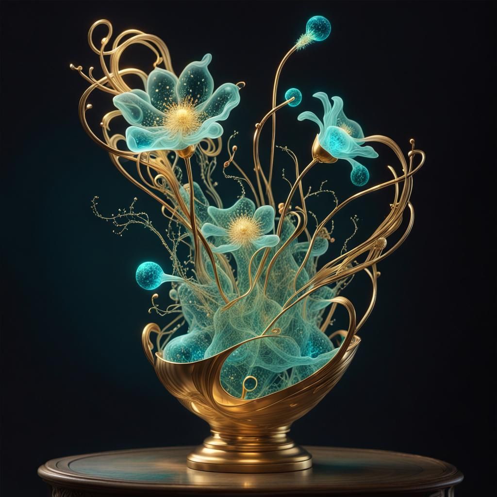 Bioluminescent Amoeba Sculpture: Flower in Vase