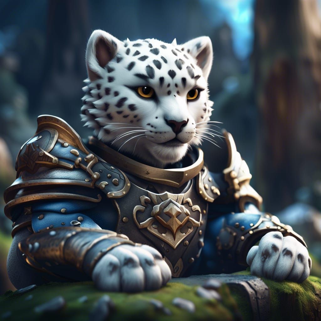 Snow Leopard Knight: Detailed Fantasy Art