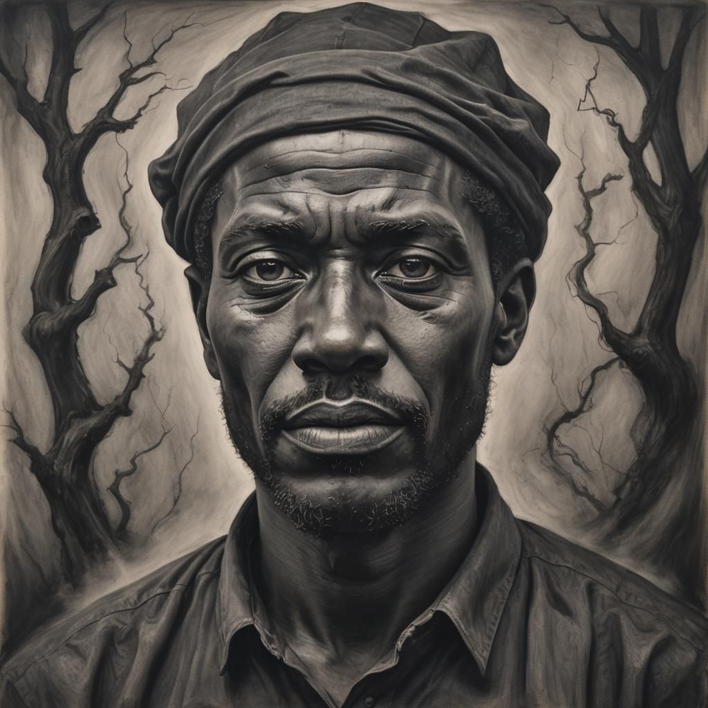 Surreal Charcoal Man Portrait