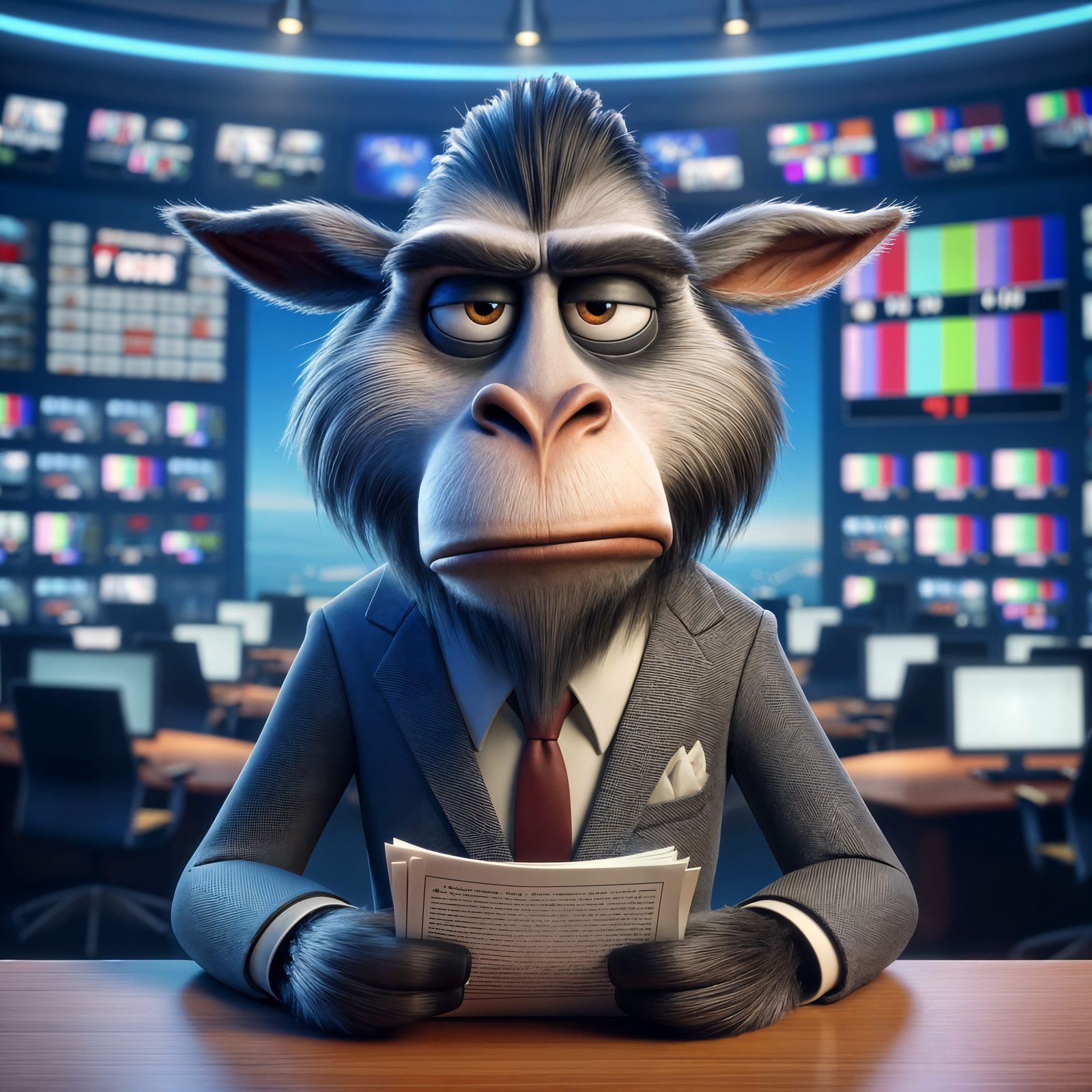 Grumpy CGI Gnu News Anchor