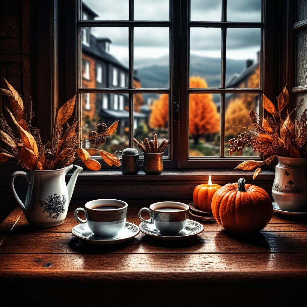 Hyperrealistic Autumn Cozy Home Interior