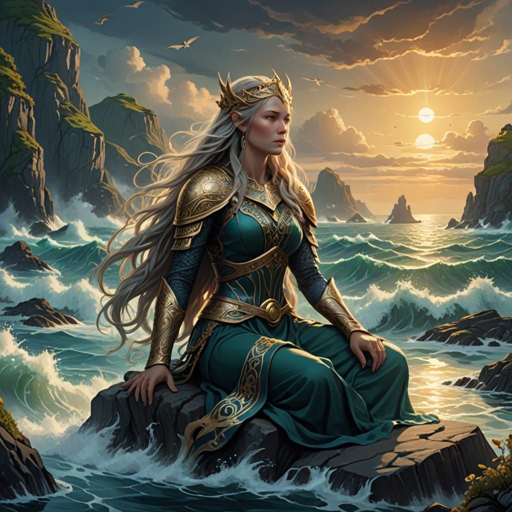 Norse Goddess of the Sea in Elegant Armor