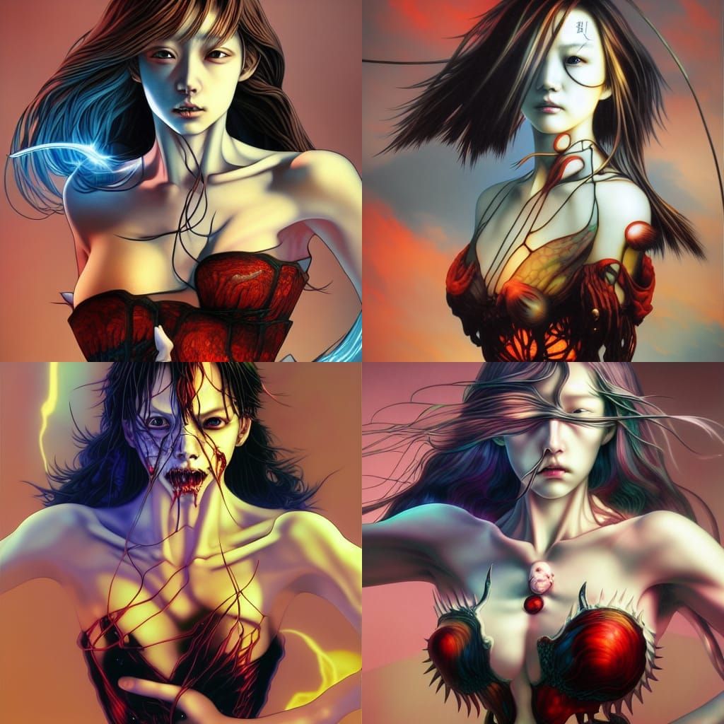 Stained Glass Horror Art in Digital Painting Style