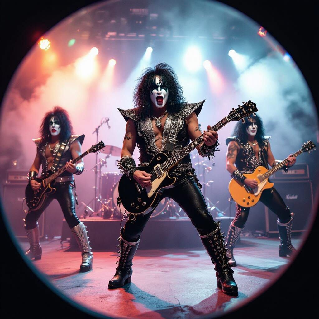 Rock Band Performance in Glam Rock Style