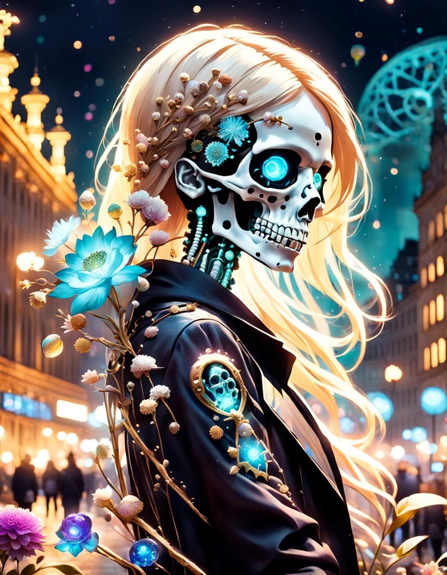 Bioluminescent Biomechanical Beauty with Bokeh Effect