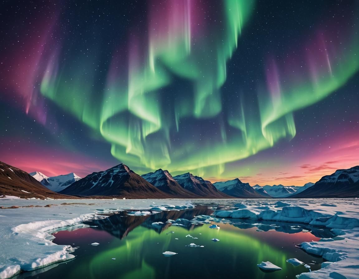 Vibrant Northern Lights Over Arctic Expanse