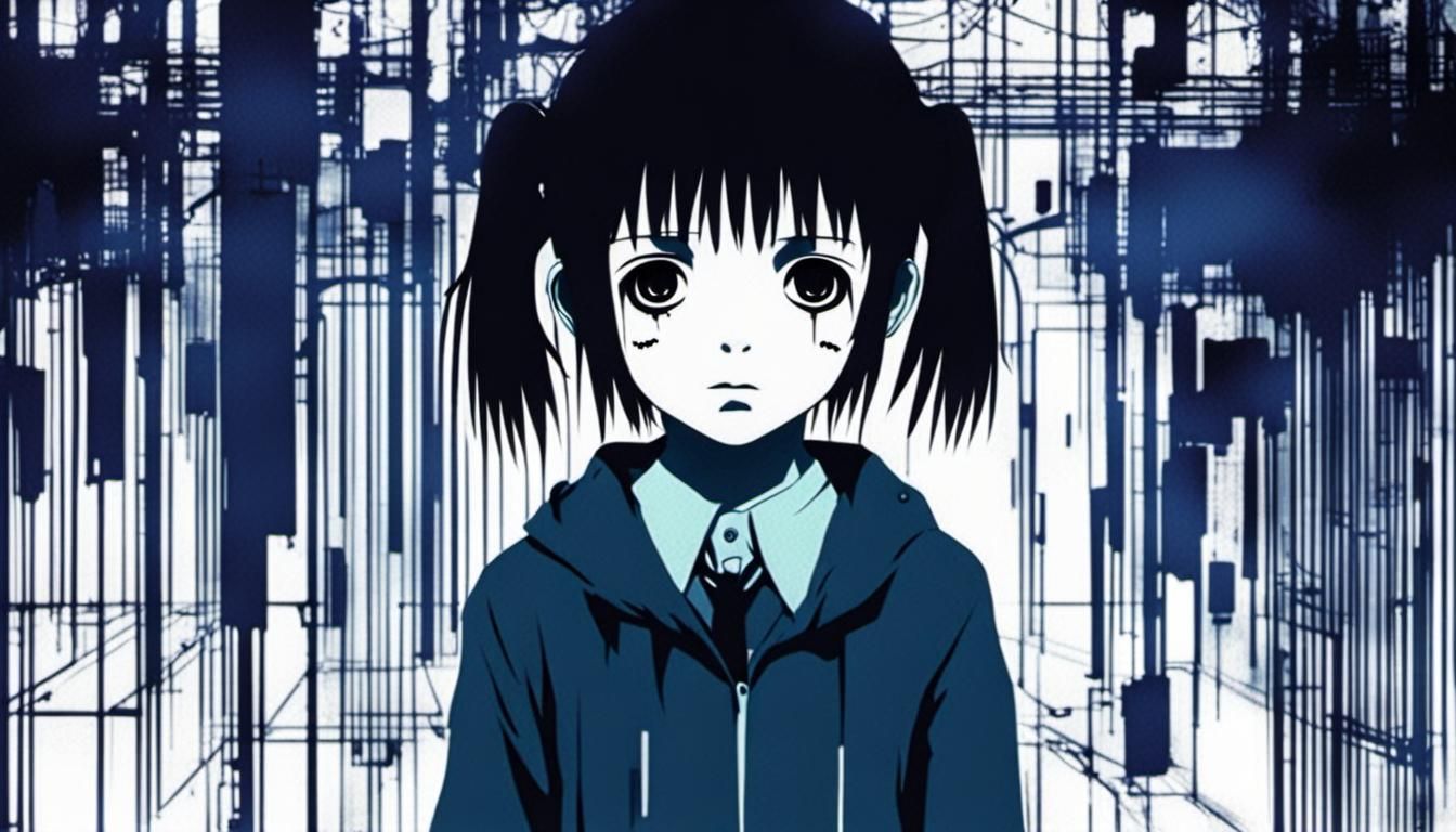 Creepy Cyberpunk Picture in Serial Experiments Lain Style