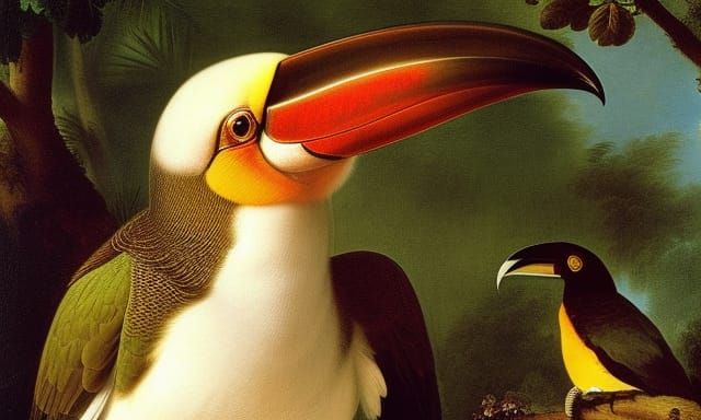 Goddess Among Toucans: A Rococo Copper Plate Engraving