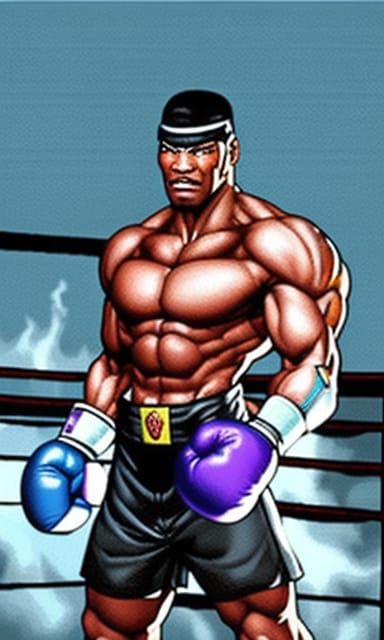 Boxer Character Illustration in Fighting Game Style
