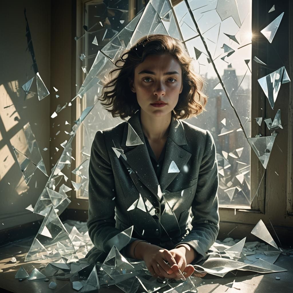 Surreal Catatonic Woman in Dreamlike Grayscale