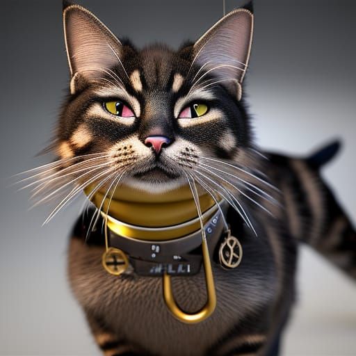 Hyperrealistic Steampunk Cat in Octane Render