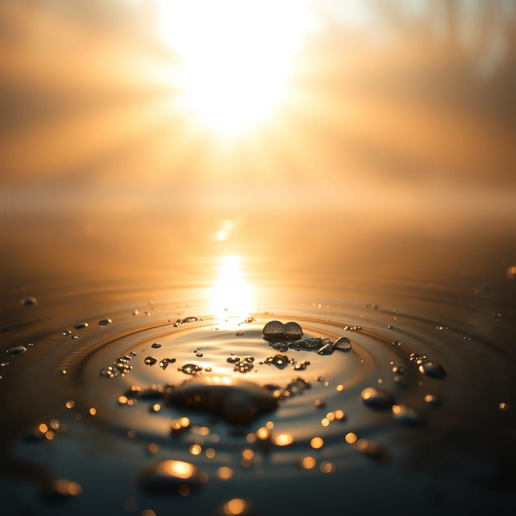 Golden Morning Fog Rises Over River's Serene Surface