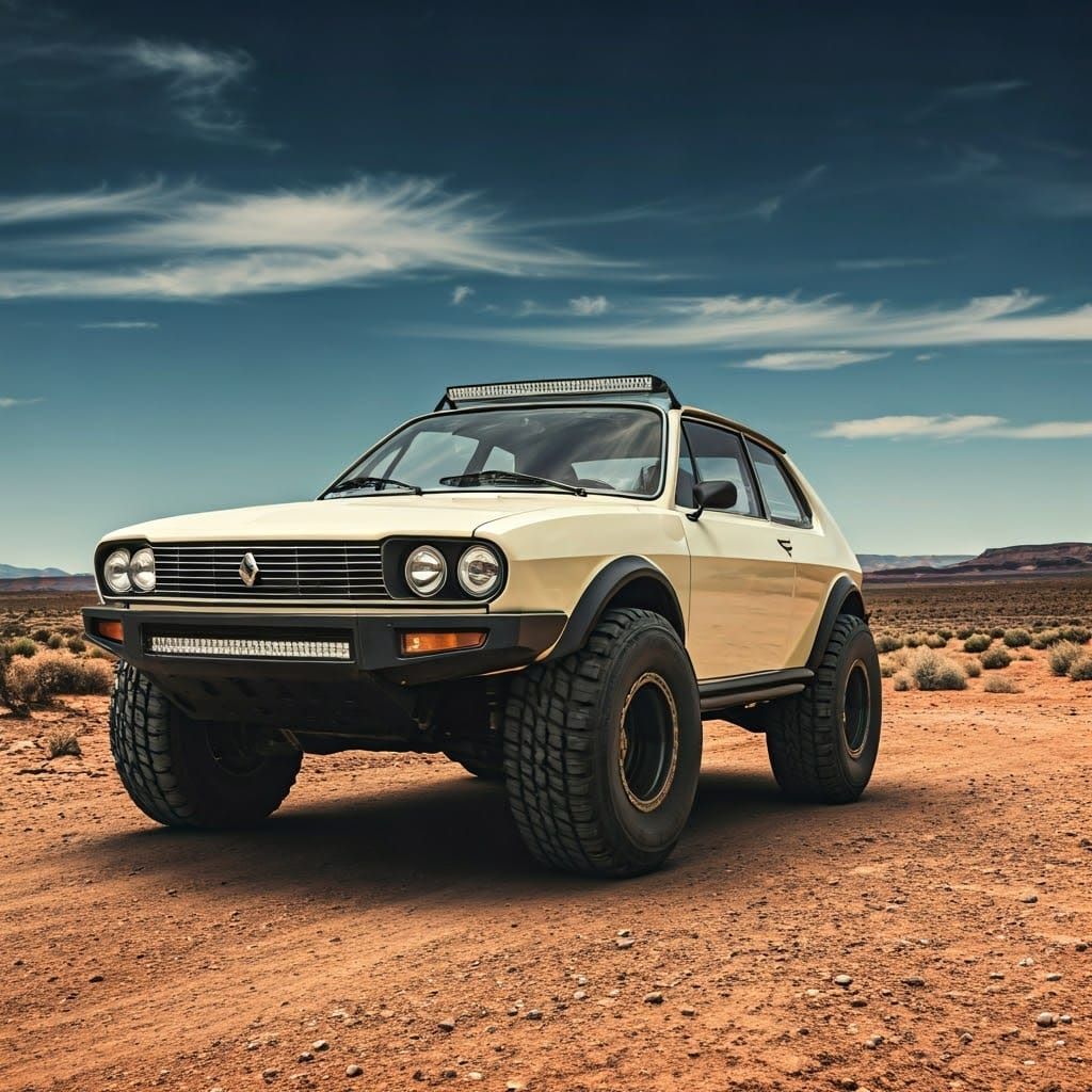 Steampunk Renault 17 Monster Stunts in Desert Apocalypse