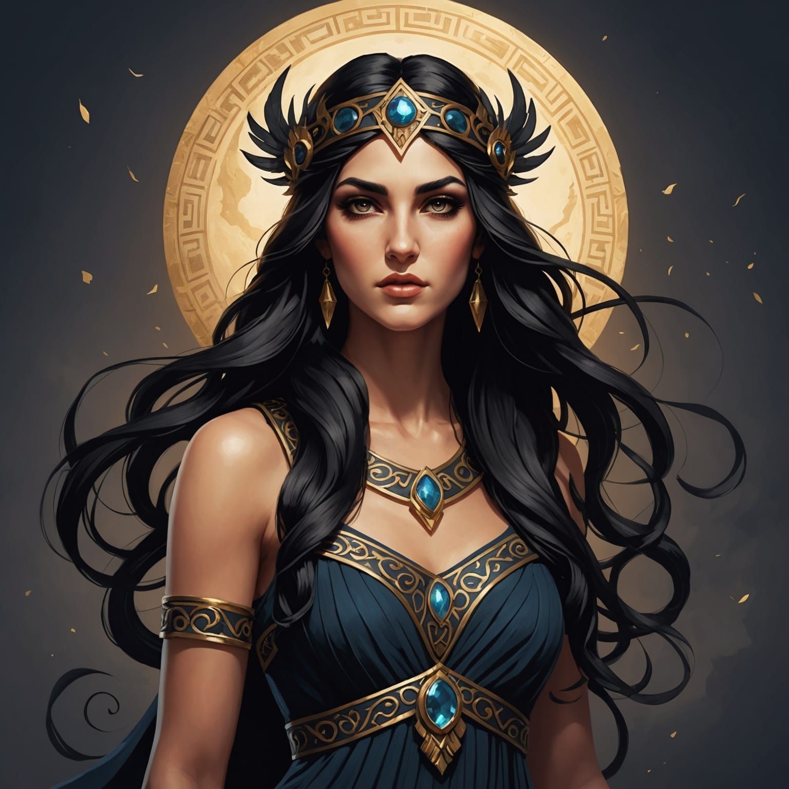 Nyx: Greek Goddess of Night with Companions