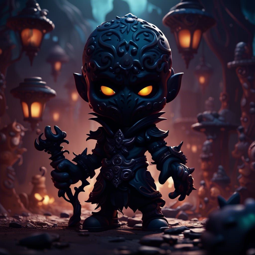 Chibi Shadow Figure in Detailed Matte Painting