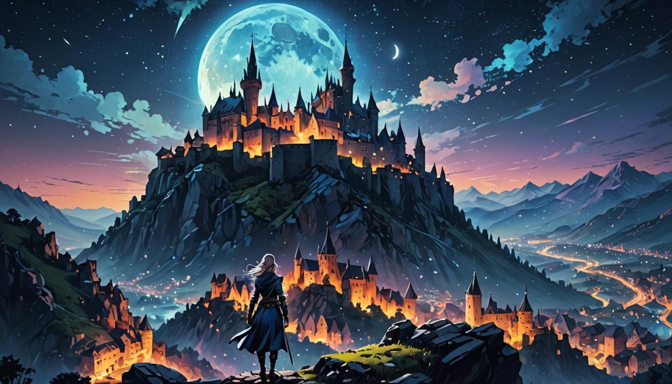 Colorful Mountain Landscape in Final Fantasy Style