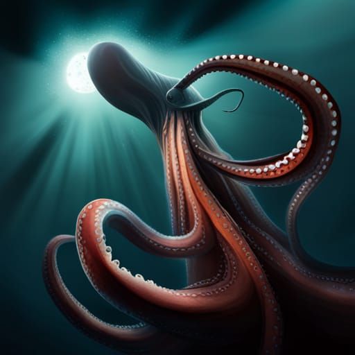 Kraken swimming in ocean