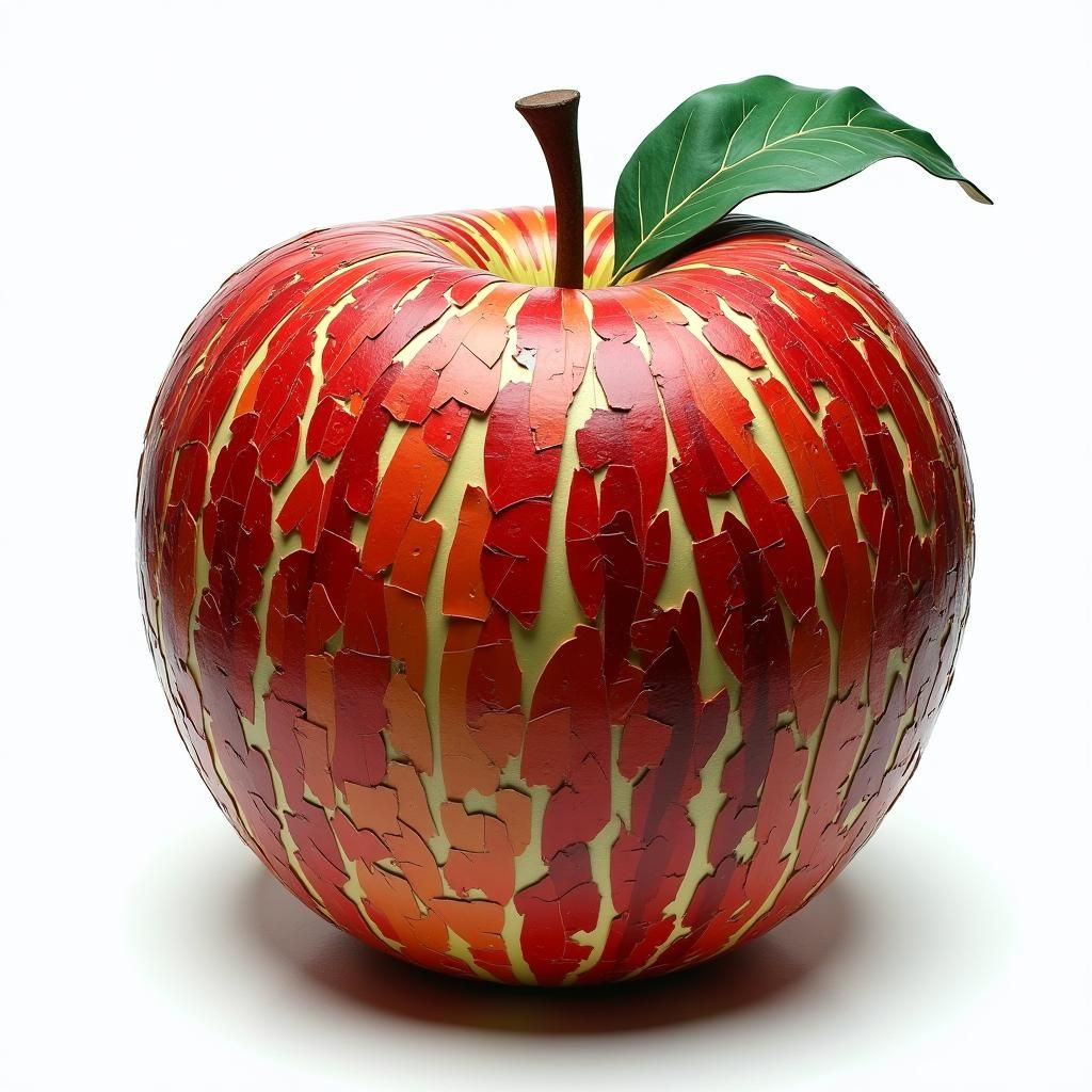 Paper Collage Apple in Mosaic Style