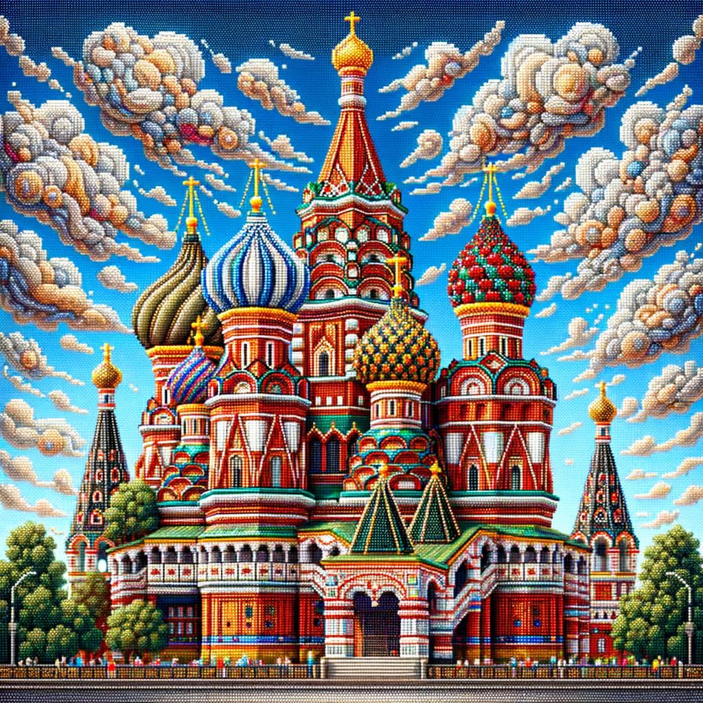 Detailed Bead Art of St. Basil's Cathedral