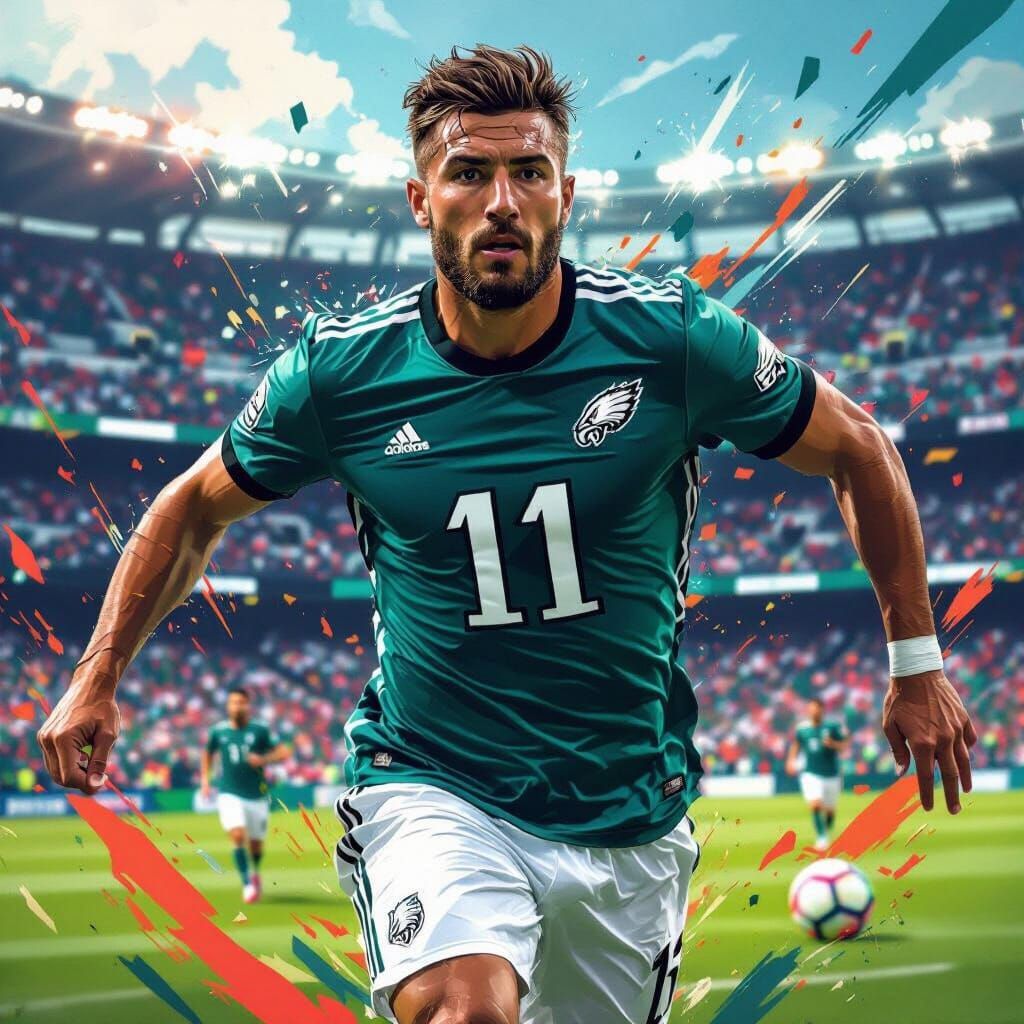 Philadelphia Eagles Soccer Jersey in Digital Illustration St...