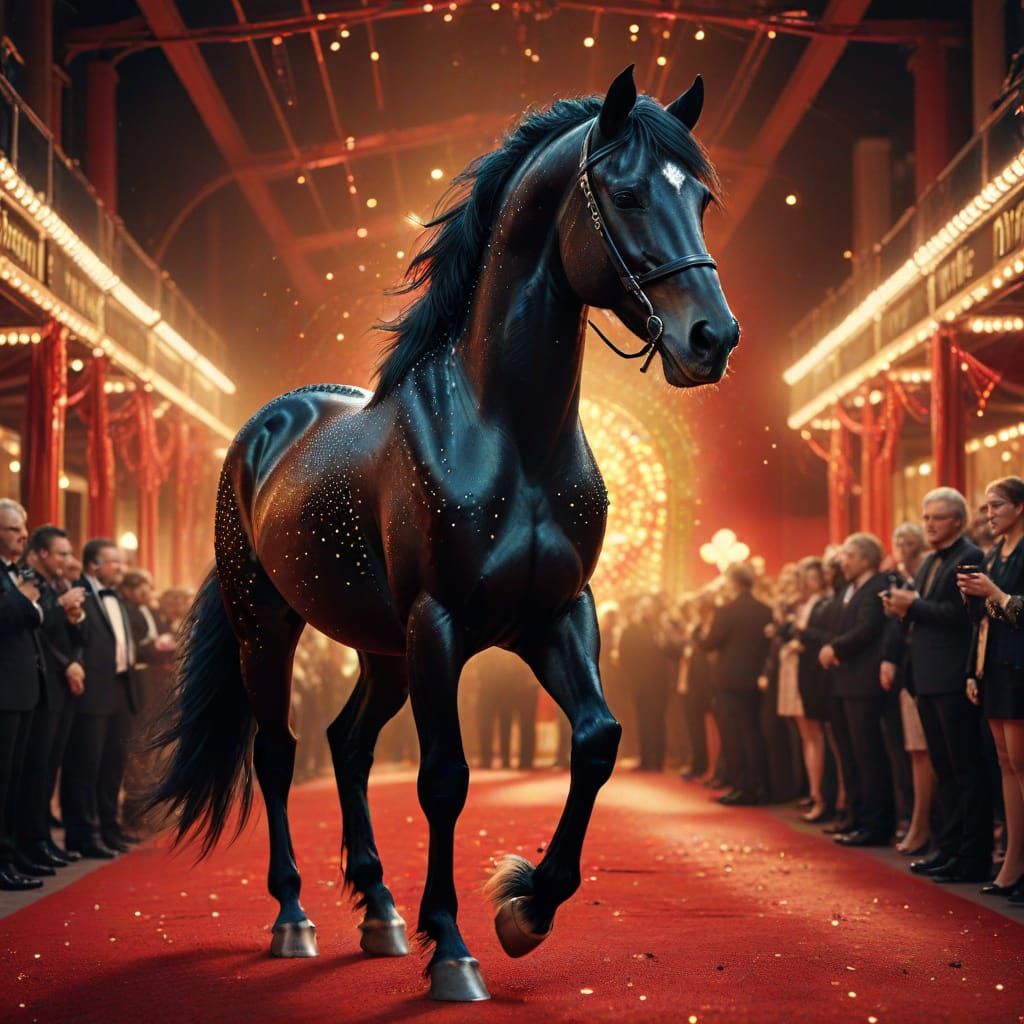 Elegant Stallion on Red Carpet in Luxe Cinematic Style