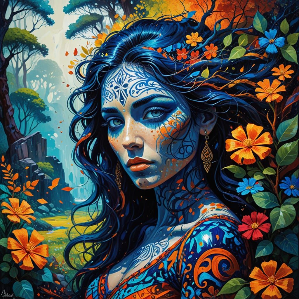 Ancient Sage in Vibrant Forest Glade