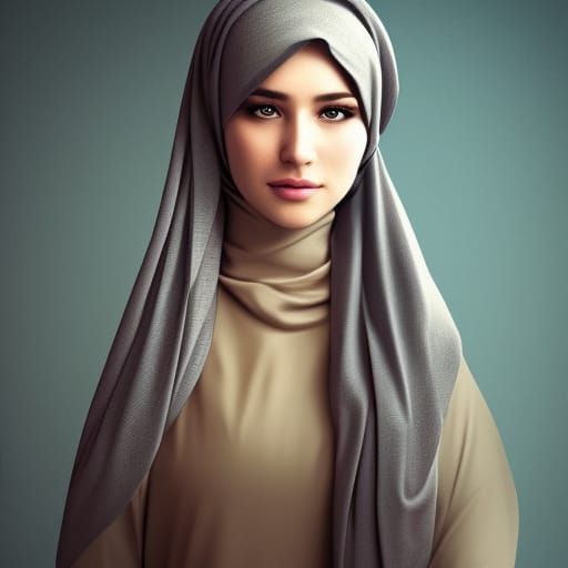 Beautiful Woman with Hijab: Hyperdetailed Portrait