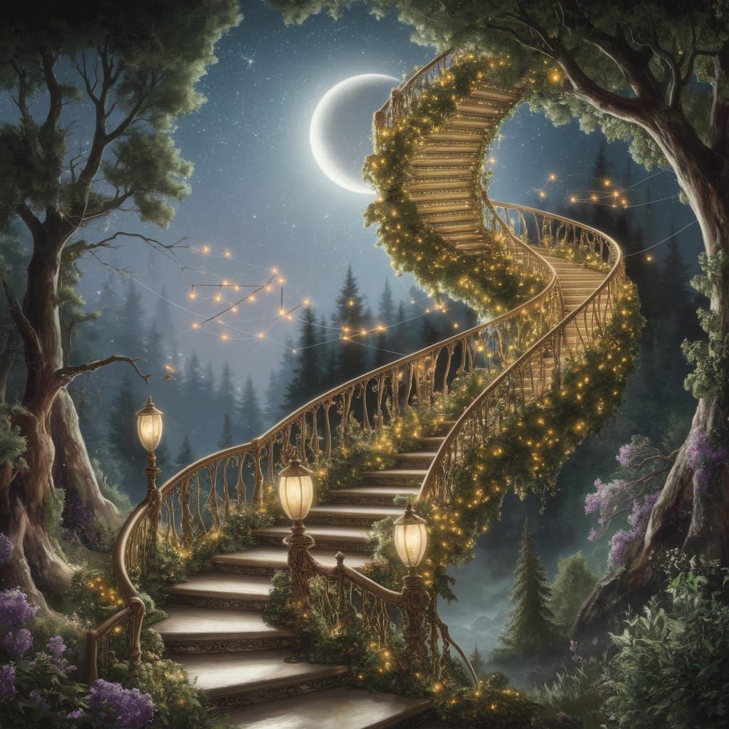 Enchanted Stairway to the Moonlit Sky
