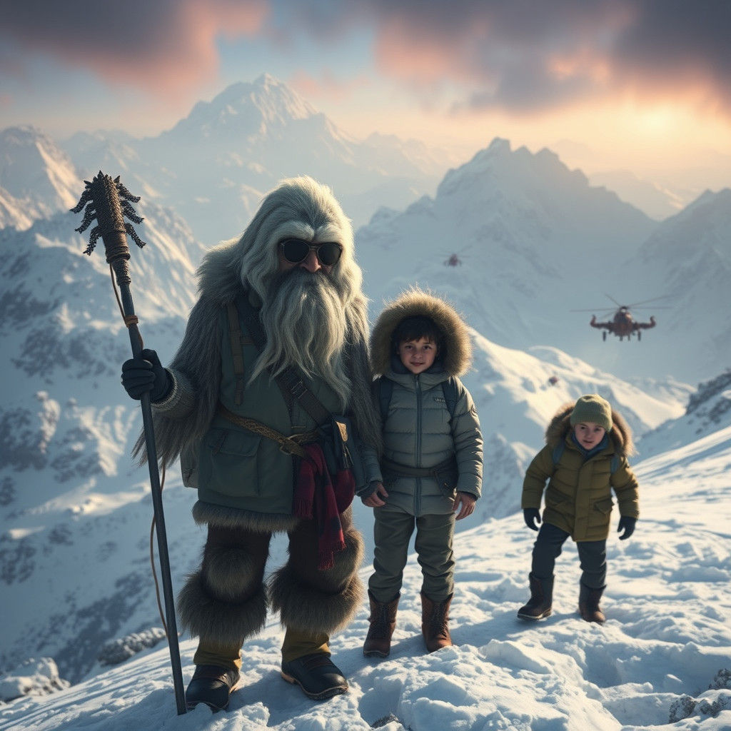 Friendly Yeti Meets Kids on Himalayan Slopes