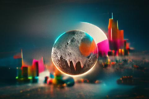 Futuristic Lunar City in Vibrant Colors