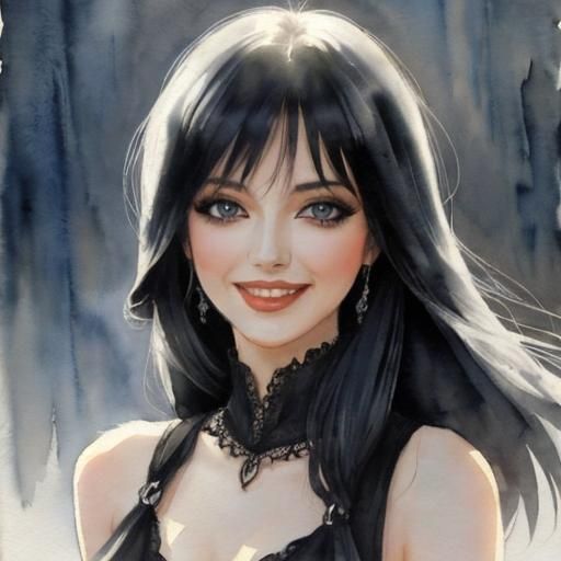 Misty Fox Smile in Watercolor Style